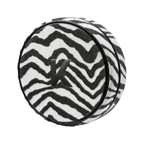 stylish zebra-patterned kelly white zebra kelly refill can with a bold black-and-white design.